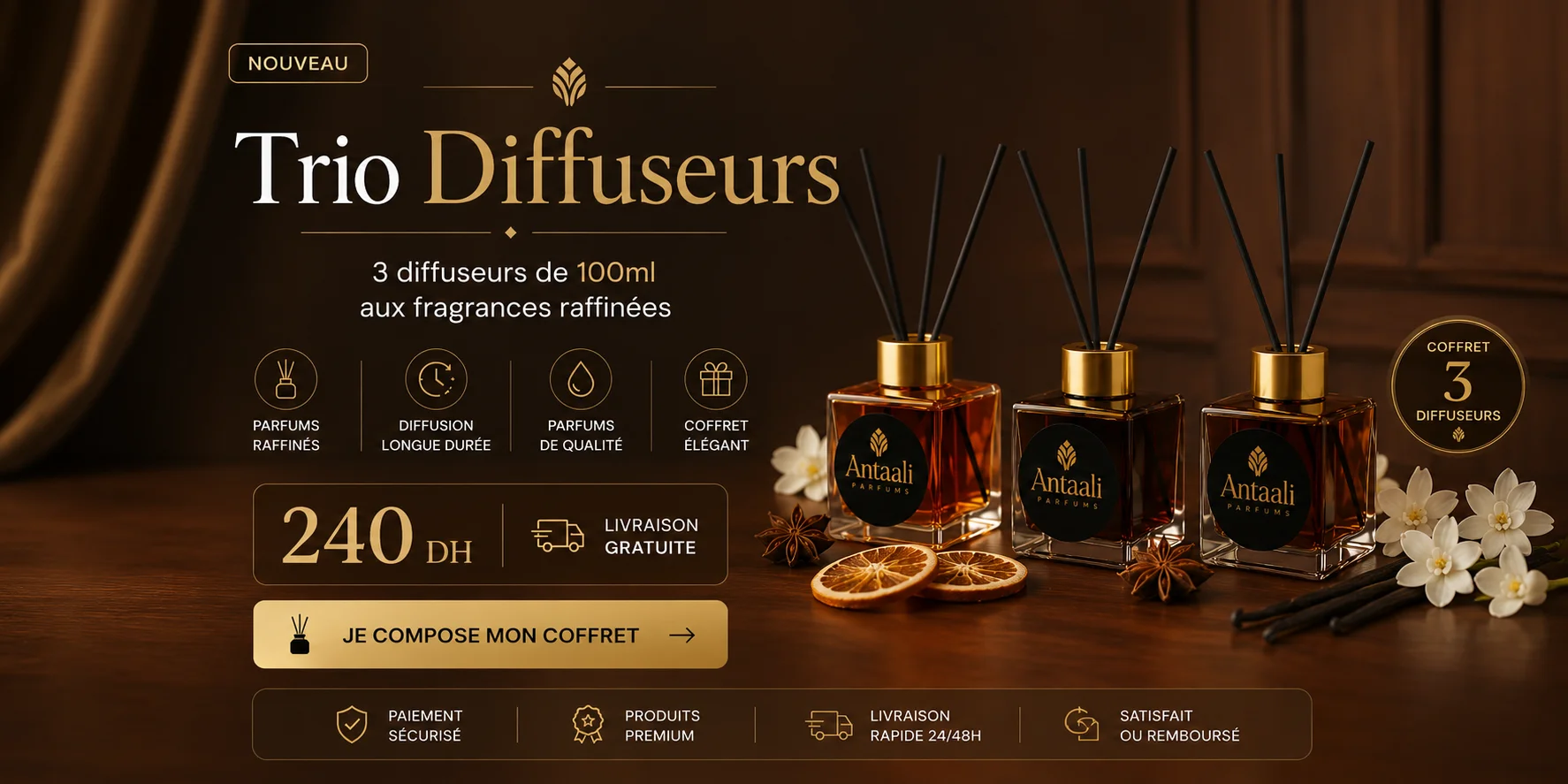 Trio Diffuseurs — 3 Diffuseurs 100ml
